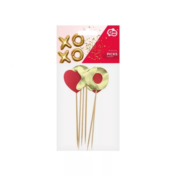 Szerelem XOXO díszítő pálca 6 db-os