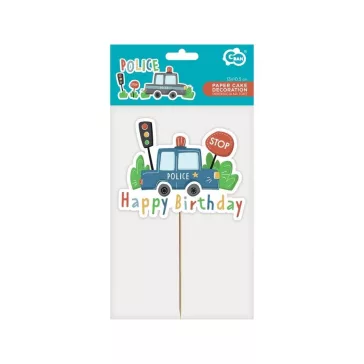 Rendőr Happy Birthday Beep torta dekoráció 13 cm