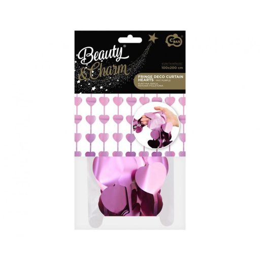 Lila szív B&C Mat Hearts függöny 2 m