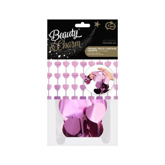 Lila szív B&C Mat Hearts függöny 2 m
