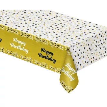  Arany Happy Birthday B&C Gold fólia asztalterítő 137x183 cm