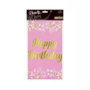 Rózsaszín Happy Birthday B&C Light Pink fólia asztalterítő 137x183 cm