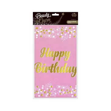   Rózsaszín Happy Birthday B&C Light Pink fólia asztalterítő 137x183 cm