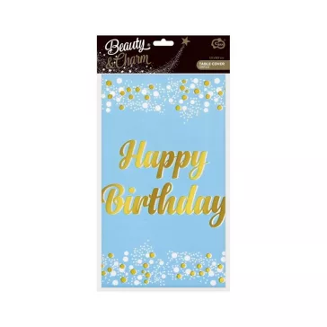   Kék Happy Birthday B&C Light Blue fólia asztalterítő 137x183 cm