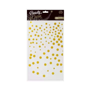 Fehér White Gold Dots fólia asztalterítő 137x183 cm