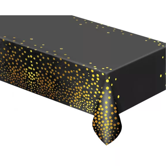 Fekete Black Gold Dots fólia asztalterítő 137x183 cm Fekete Black Gold Dots fólia asztalterítő 137x183 cm