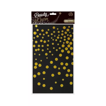Fekete Black Gold Dots fólia asztalterítő 137x183 cm