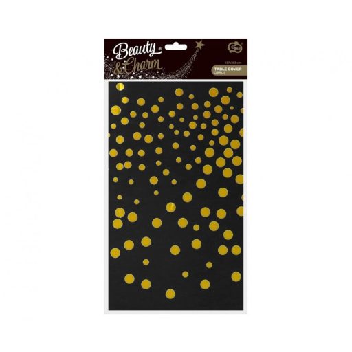 Fekete Black Gold Dots fólia asztalterítő 137x183 cm