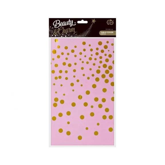 Rózsaszín B&C Gold Dots fólia asztalterítő 137x183 cm