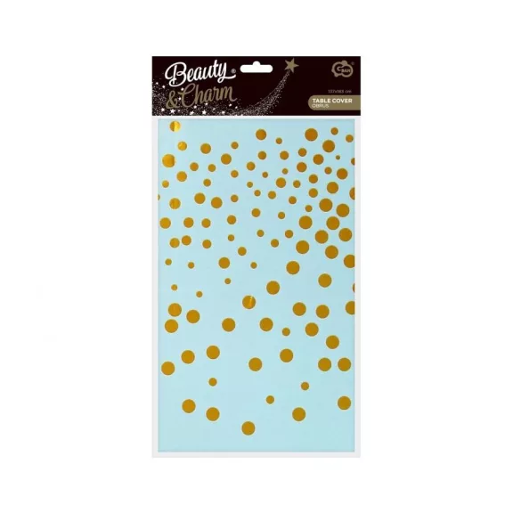 Kék B&C Gold Dots fólia asztalterítő 137x183 cm