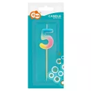 Színes mini 5-ös Pastel Ombre számgyertya, tortagyertya