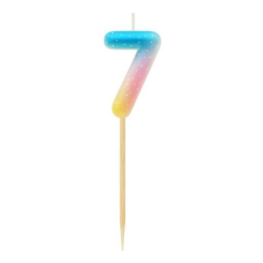 Színes mini 7-es Pastel Ombre számgyertya, tortagyertya