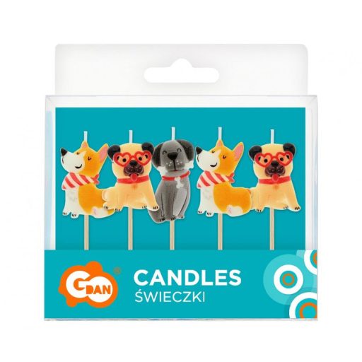 Kutyás Corgi tortagyertya, gyertya szett 5 db-os