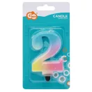 Színes 2-es Pastel Ombre számgyertya, tortagyertya