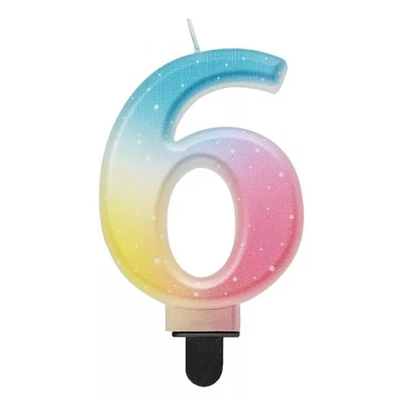 Színes 6-os Pastel Ombre számgyertya, tortagyertya Színes 6-os Pastel Ombre számgyertya, tortagyertya