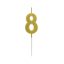 Arany Metallic számgyertya, tortagyertya 8-as