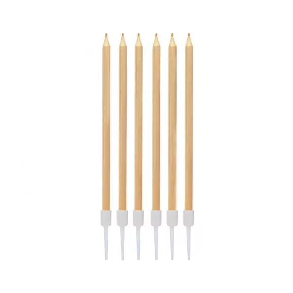 Arany Metallic Light Gold tortagyertya, gyertya szett 6 db-os Arany Metallic Light Gold tortagyertya, gyertya szett 6 db-os