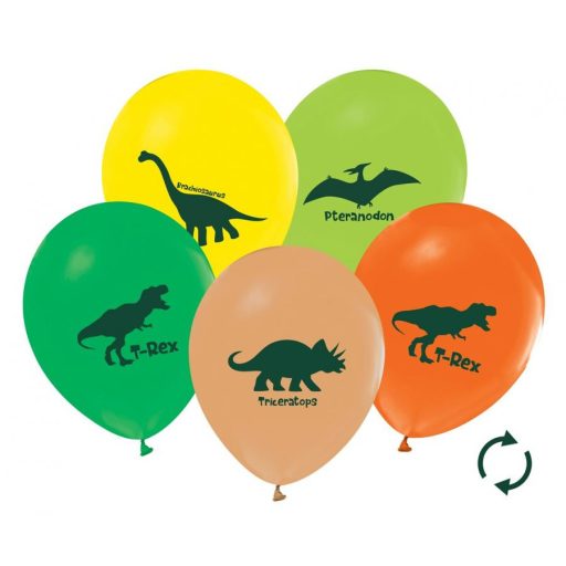 Dinoszaurusz Colorful léggömb, lufi 5 db-os 12 inch (30 cm)