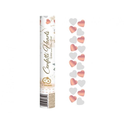 Szív Rose gold Hearts konfetti kilövő 30 cm