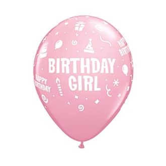   Happy Birthday Girl Pink léggömb, lufi 6 db-os 11 inch (28 cm)
