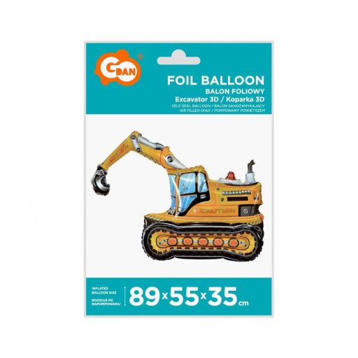 Markológép Excavator 3D fólia lufi 89 cm