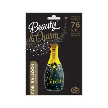 B&C Champagne Cheers, Pezsgős üveg fólia lufi 76 cm