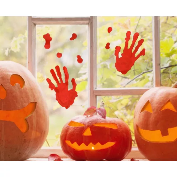 Halloween Véres kéznyom Bloody zselés ablak matrica szett