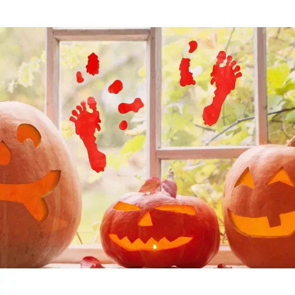 Halloween véres lábnyom Bloody zselés ablak matrica szett