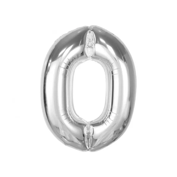Ezüst 0-ás Silver szám fólia lufi 92 cm Ezüst 0-ás Silver szám fólia lufi 92 cm