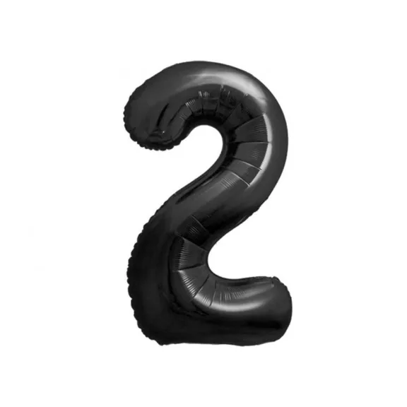 Fekete 2-es B&C Matt Black szám fólia lufi 85 cm Fekete 2-es B&C Matt Black szám fólia lufi 85 cm