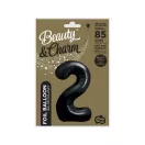 Fekete 2-es B&C Matt Black szám fólia lufi 85 cm Fekete 2-es B&C Matt Black szám fólia lufi 85 cm