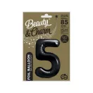 Fekete 5-ös B&C Matt Black szám fólia lufi 85 cm