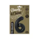 Fekete 6-os B&C Matt Black szám fólia lufi 85 cm