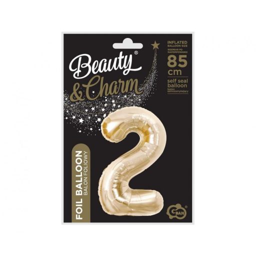 Pezsgőszínű B&C Champagne 2-es szám fólia lufi 85 cm