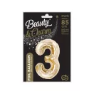 Pezsgőszínű B&C Champagne 3-as szám fólia lufi 85 cm Pezsgőszínű B&C Champagne 3-as szám fólia lufi 85 cm