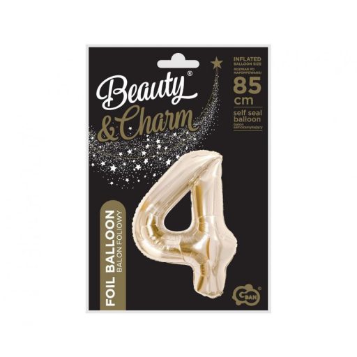 Pezsgőszínű B&C Champagne 4-es szám fólia lufi 85 cm