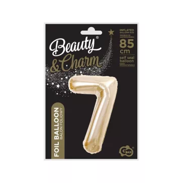 Pezsgőszínű B&C Champagne 7-es szám fólia lufi 85 cm
