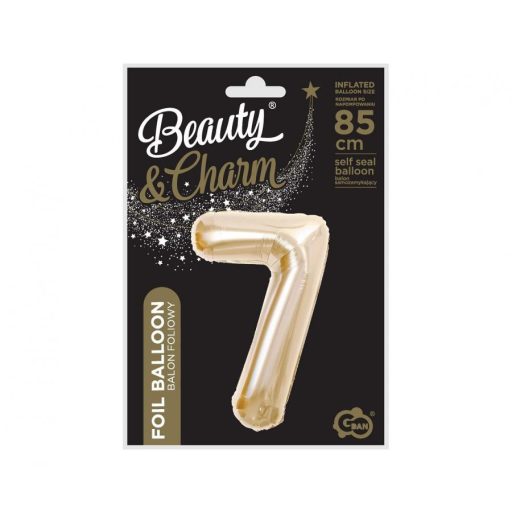 Pezsgőszínű B&C Champagne 7-es szám fólia lufi 85 cm