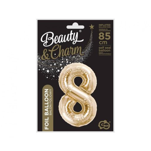 Pezsgőszínű B&C Champagne 8-as szám fólia lufi 85 cm