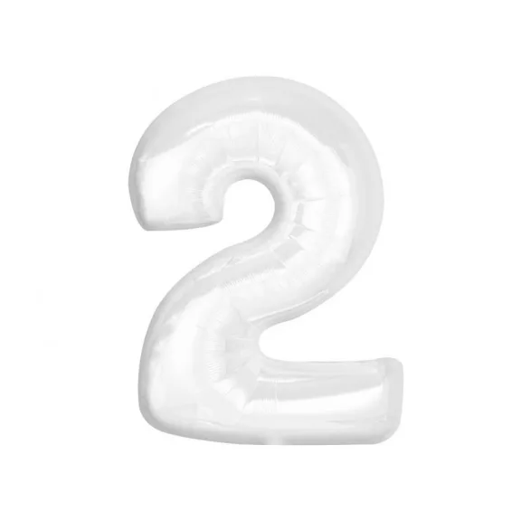 Fehér B&C White 2-es szám fólia lufi 92 cm Fehér B&C White 2-es szám fólia lufi 92 cm