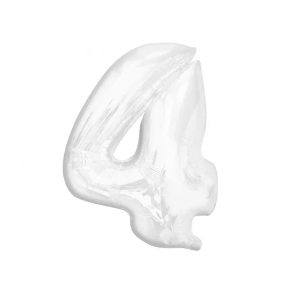 Fehér B&C White 4-es szám fólia lufi 92 cm Fehér B&C White 4-es szám fólia lufi 92 cm