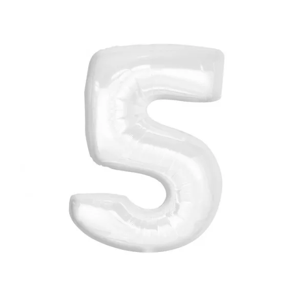 Fehér B&C White 5-ös szám fólia lufi 92 cm Fehér B&C White 5-ös szám fólia lufi 92 cm