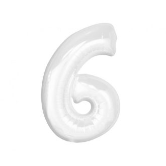 Fehér B&C White 6-os szám fólia lufi 92 cm
