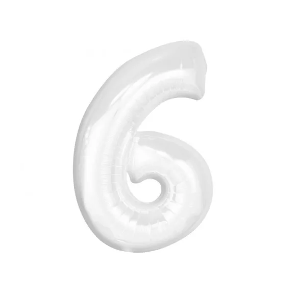 Fehér B&C White 6-os szám fólia lufi 92 cm Fehér B&C White 6-os szám fólia lufi 92 cm