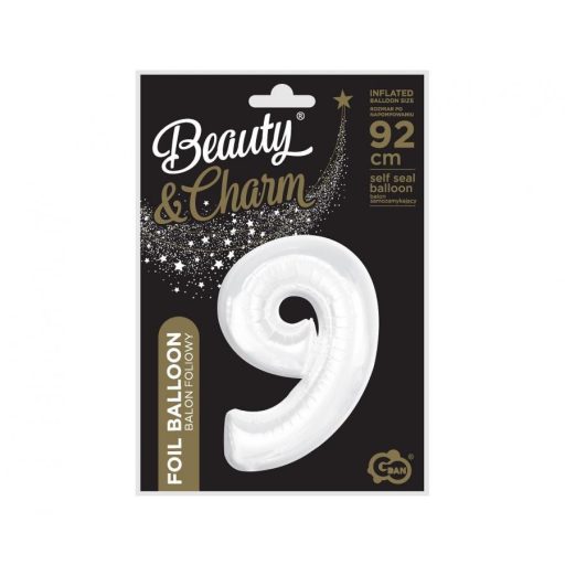 Fehér B&C White 9-es szám fólia lufi 92 cm