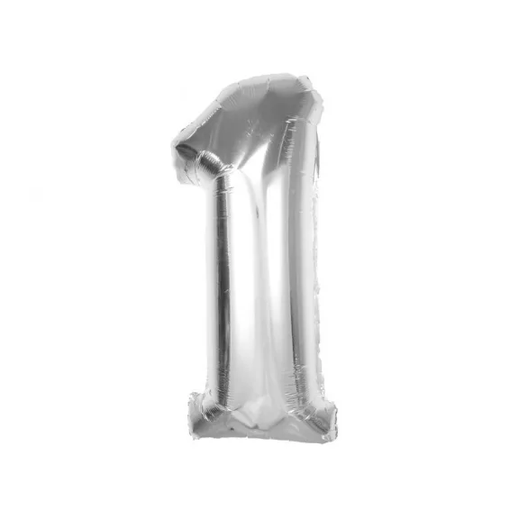 Ezüst 1-es Silver szám fólia lufi 92 cm Ezüst 1-es Silver szám fólia lufi 92 cm