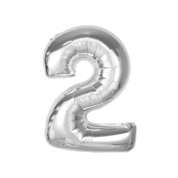 Ezüst 2-es Silver szám fólia lufi 92 cm Ezüst 2-es Silver szám fólia lufi 92 cm