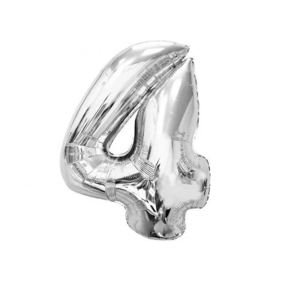 Ezüst 4-es Silver szám fólia lufi 92 cm Ezüst 4-es Silver szám fólia lufi 92 cm