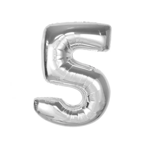 Ezüst 5-ös Silver szám fólia lufi 92 cm Ezüst 5-ös Silver szám fólia lufi 92 cm