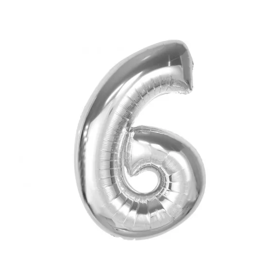 Ezüst 6-os Silver szám fólia lufi 92 cm Ezüst 6-os Silver szám fólia lufi 92 cm